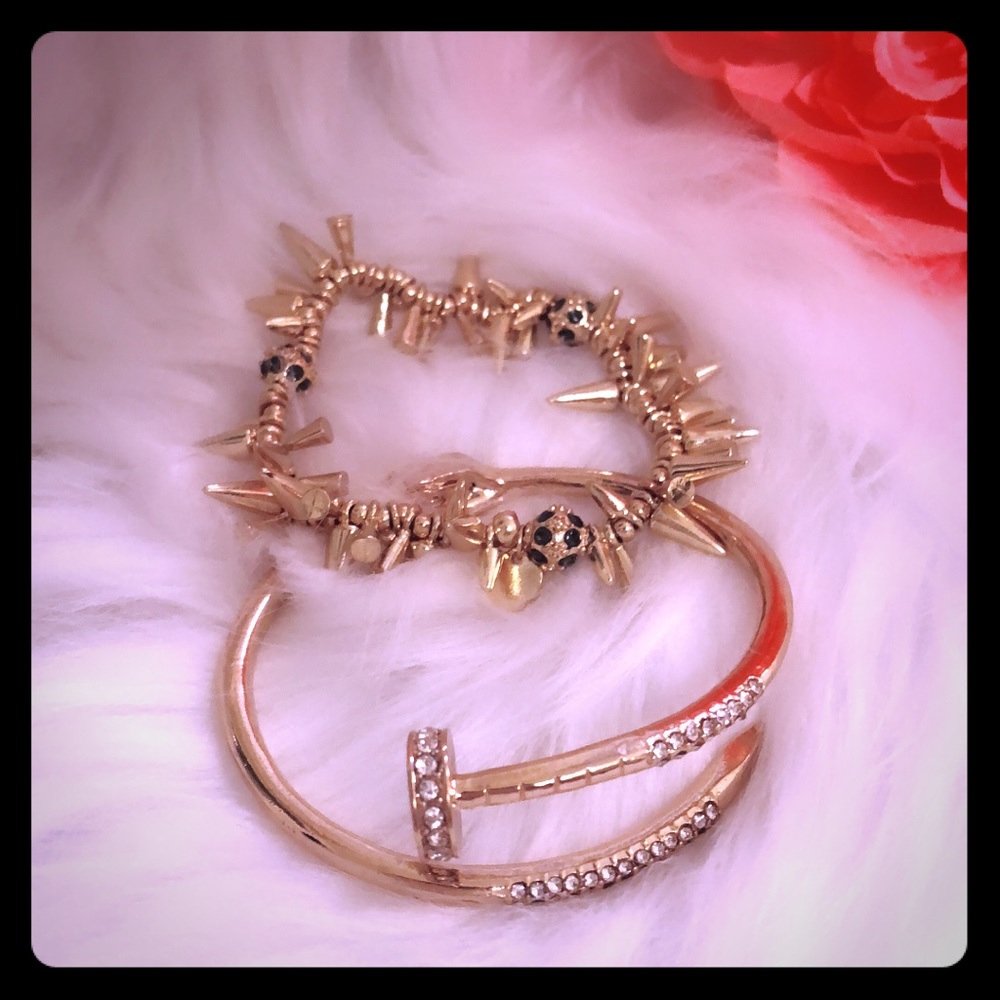 Spiked Cluster and Diamond Nail Bracelets